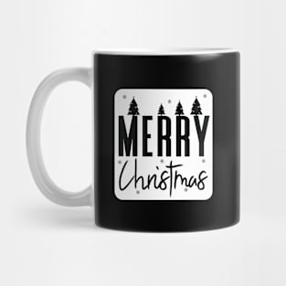 Merry Christmas Everyone with Black Christmas tree Square Mug